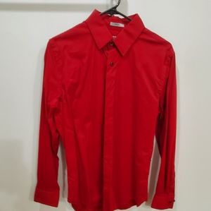 Express 1MX Fitted Red Button Down Shirt Men's Size Medium